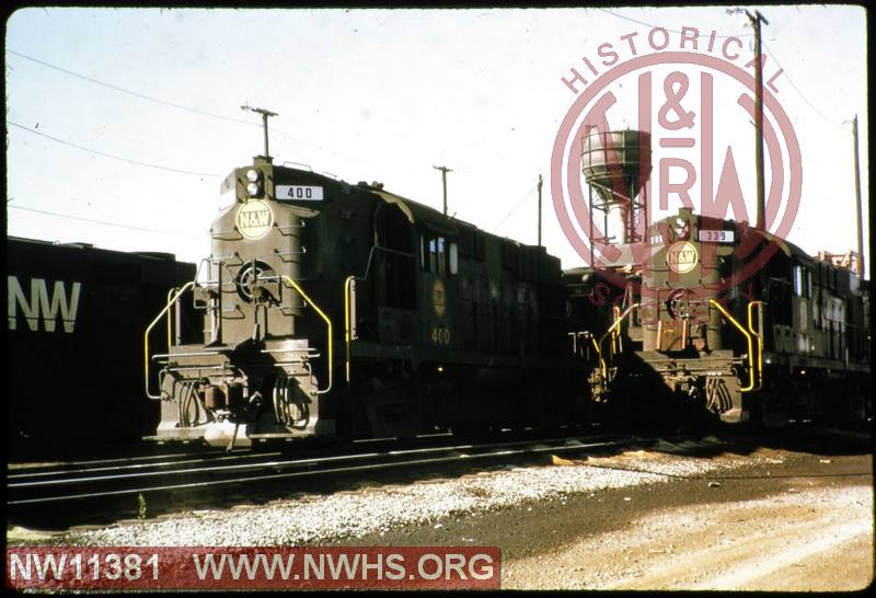 N&W ALCO RS-11 #400 with N&W ALCO RS-11 #399 at Bellevue, OH