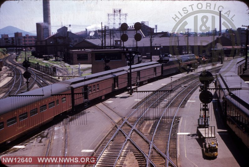 N&W #16 Cavalier at Roanoke Passenger station with unidentified J