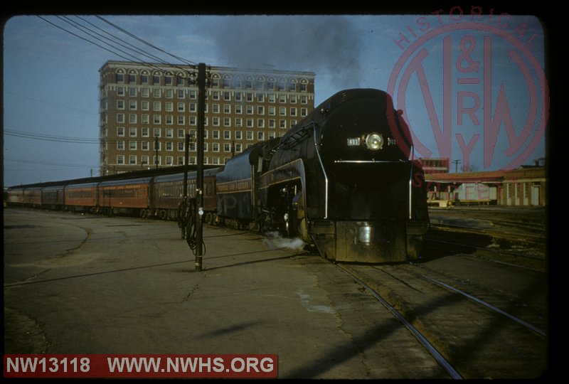 N&W Class J 611 on passenger train at Norfolk union station