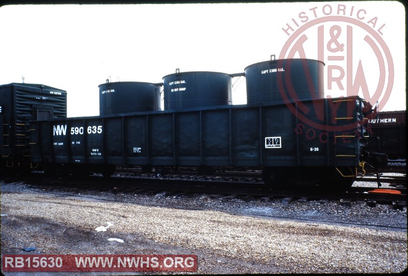 N&W Class G26 Gondola, W/ Water Tanks #590635 at Chillicothe, OH