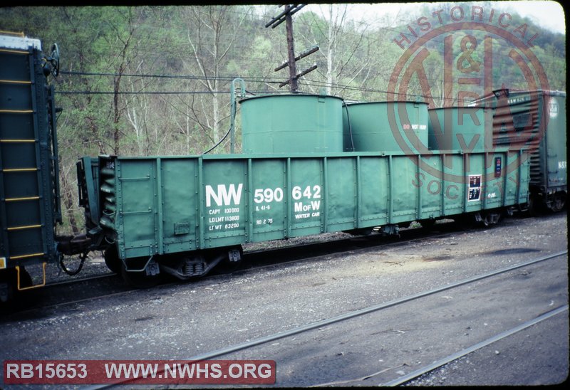 N&W Class G26 Gondola, W/ Water Tanks #590642 at Williamson, WV