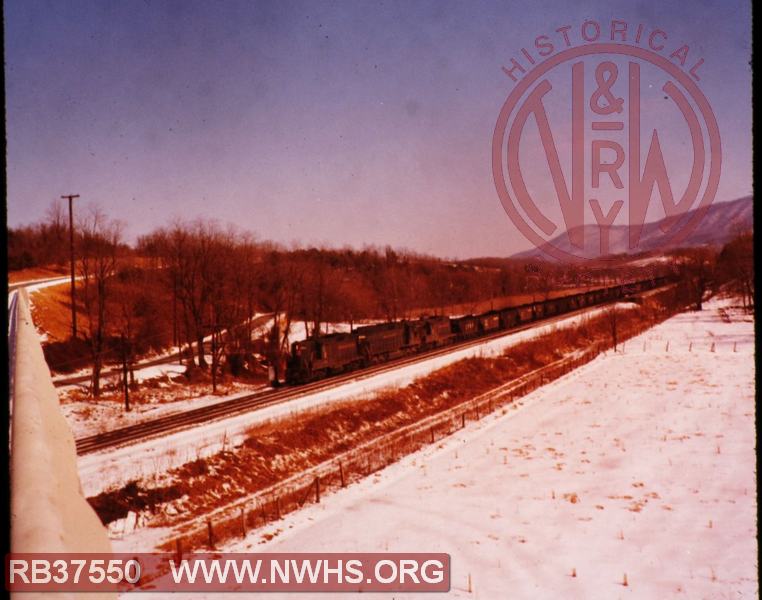 Westbound coal empties go under the Blue Ridge Parkway near Bonsack, VA