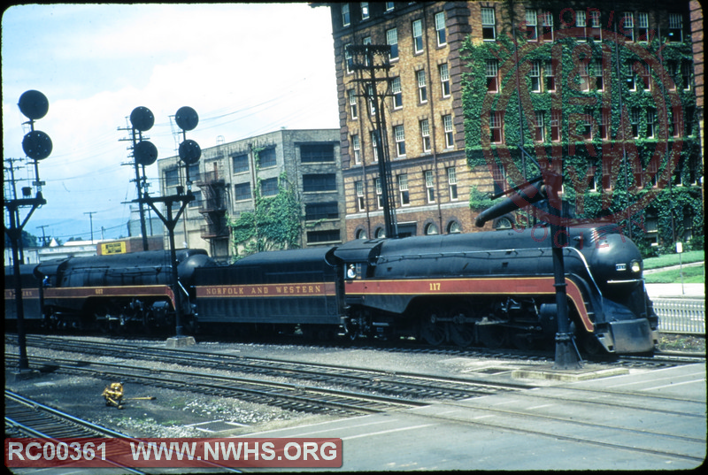 N&W Class K2 #117 and Class J #607 doubleheading in Roanoke, VA