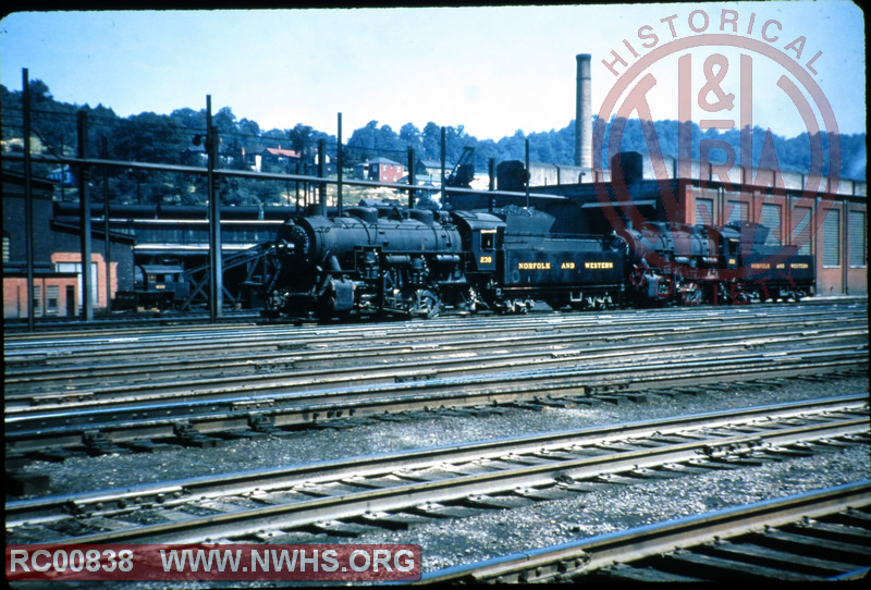 Two N&W Rwy Class S1a's outside locomotive shop in Bluefield, WV