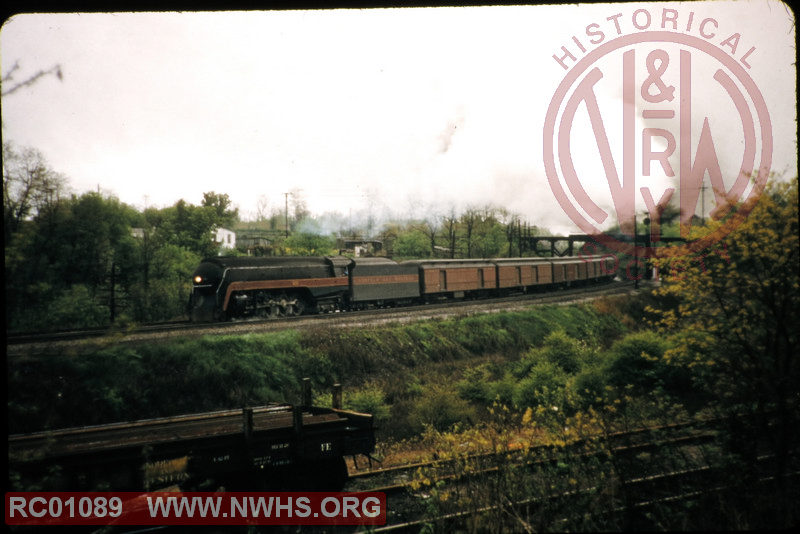 N&W K2a on westbound passenger train at Christiansburg, VA (just passed under Blacksburg branch bridge)